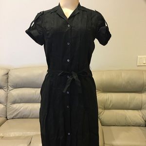 Calvin Klein Black Denim Midi Shirt Dres